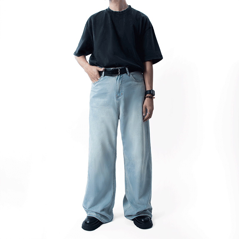 Washed Straight-Leg Jeans