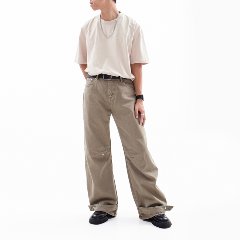 Curved Vintage Wide-Leg Workwear Jeans