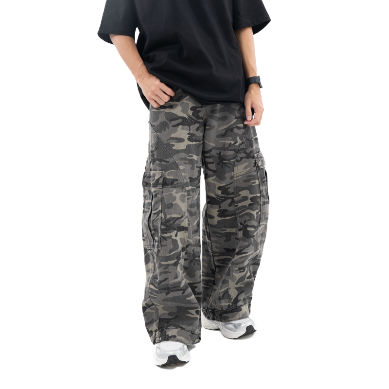 (PRE-ORDER) Camouflage Curve Cargo Pants